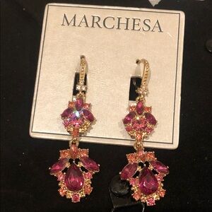 Marchesa Fuchsia and Gold Statement Earrings